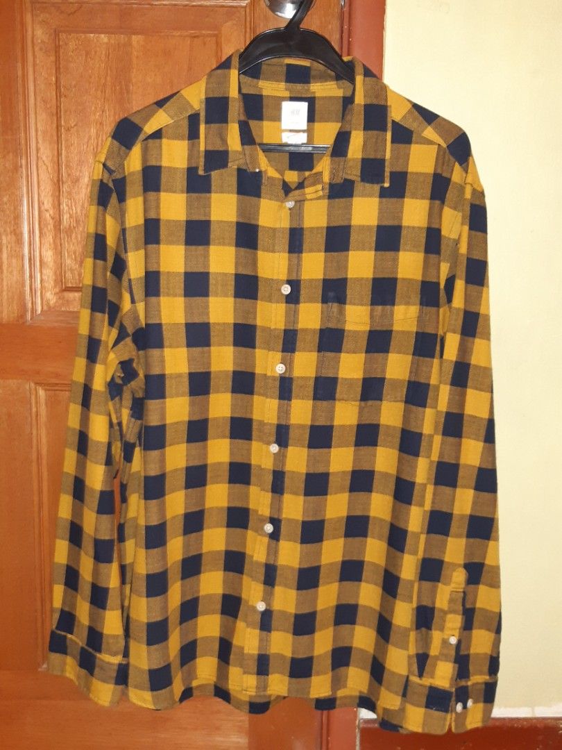Yellow and black flannel, Men's Fashion, Tops & Sets, Formal Shirts on