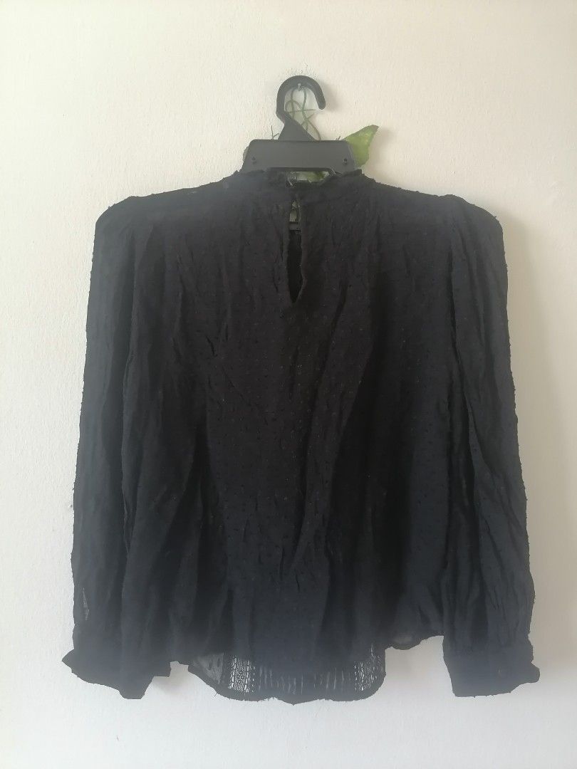 Black chiffon blouse zara outlet