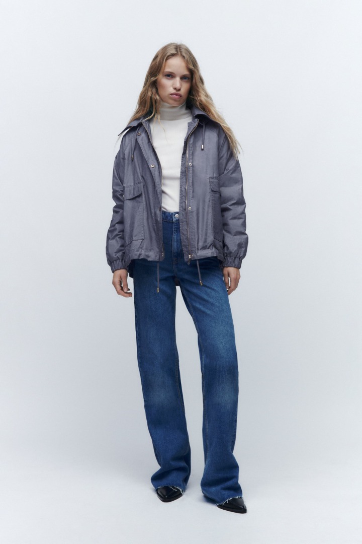 Zara Jacket WaxedEffect Parka, Women's Fashion, Coats, Jackets and