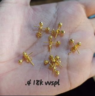 18K Saudi Gold stud ball earrings