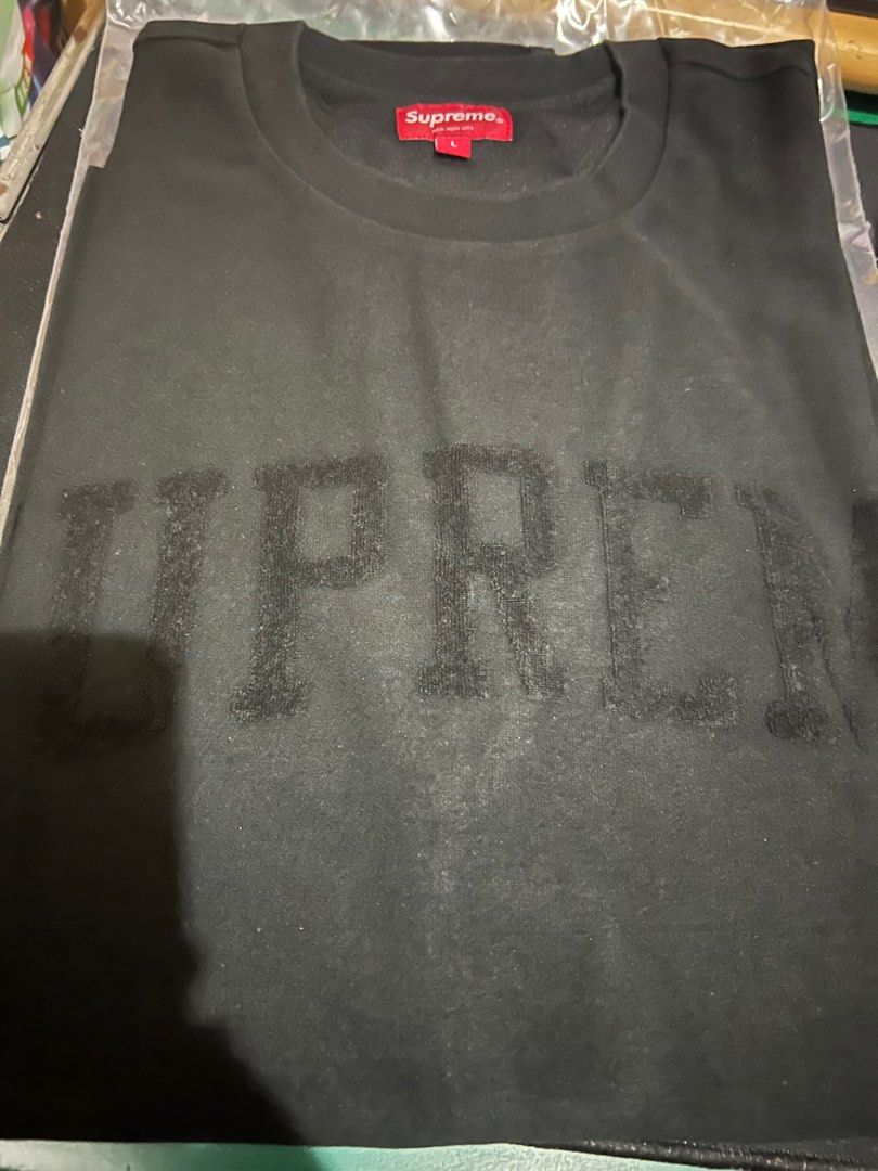 2019 Supreme Chenille Arc Logo S/S Top Black Size L, 男裝, 外套及