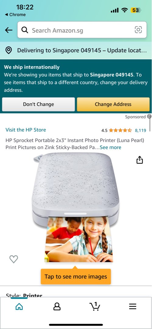 HP Sprocket Portable Photo Printer (Luna White) – Instantly Print 2x3”  Sticky-backed Photos from Your Phone 
