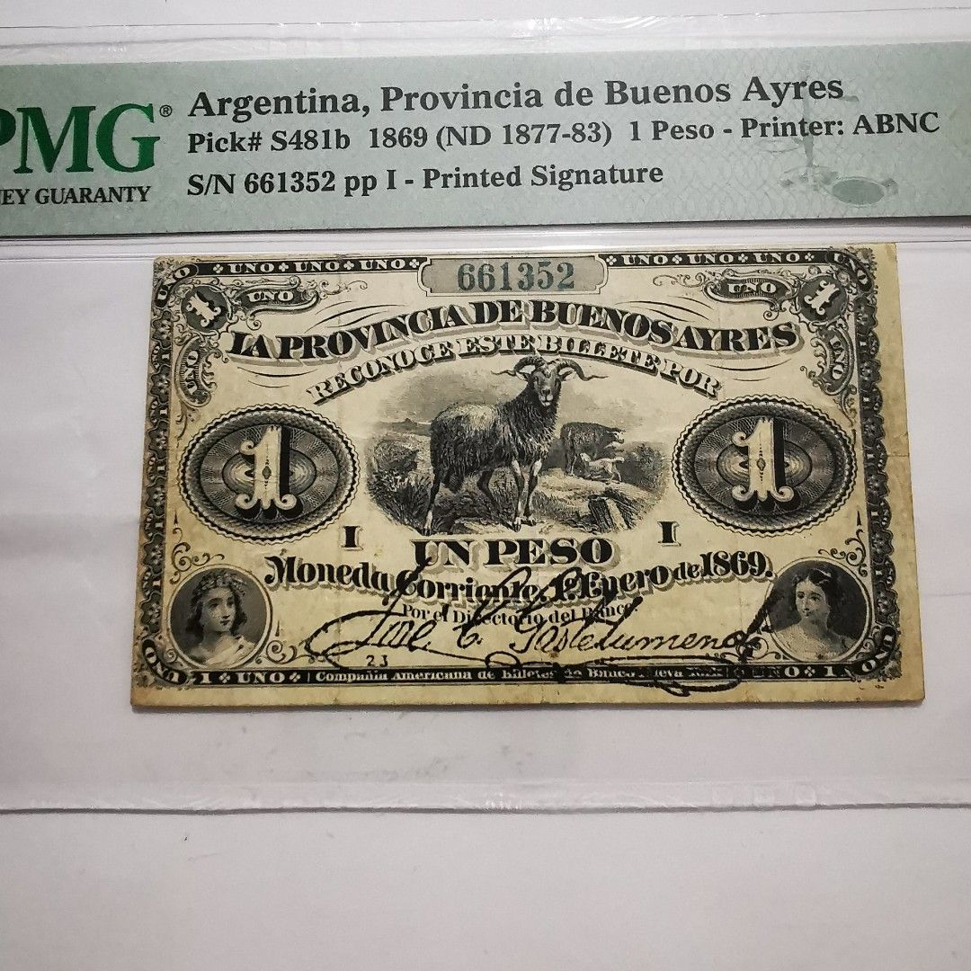 🇦🇷老紙1877-83年阿根廷一披索Peso PMG 30, 興趣及遊戲, 收藏品及紀念品, 錢幣- Carousell