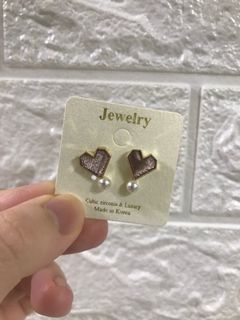 韓國耳環 粉紅色心心珍珠耳環64231203877121110