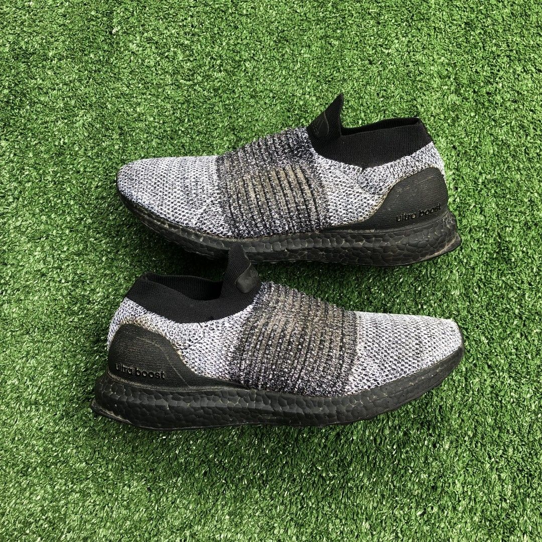 Ultra boost laceless store mid black oreo