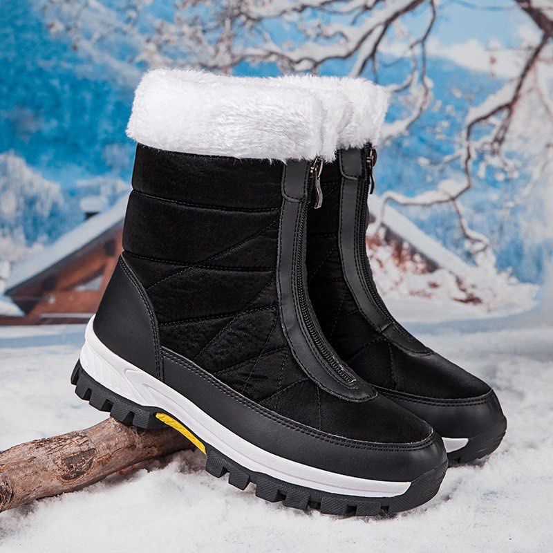 Ankle Boots Women Winter Shoes Keep Warm Non-slip Black Snow Boots Ladies  Lace-up Boots