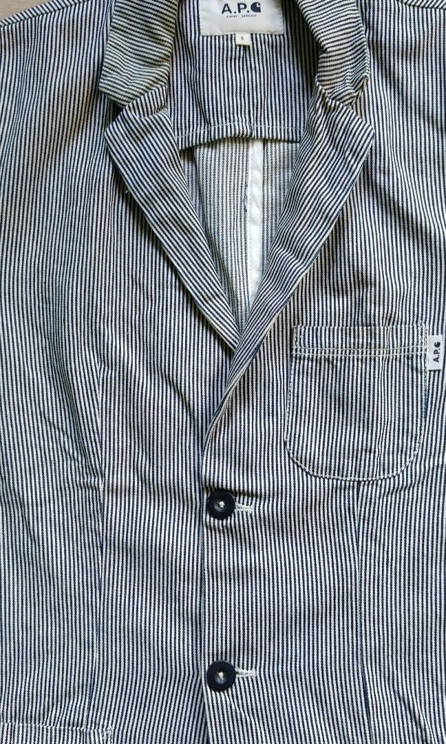APC x CARHARTT CAPTAIN JACKET (Category: Coats, Jackets and Outerwear) located in Cebu City. Submitted by lokibakiki36119 (Listing ID 1261475291, Image 2). Description: APC x CARHARTT CAPTAIN JACKET Excellent Condition From Carhartt WIP 2011 Collection HICKORY STRIPE Small On Tag Best Fit To Medium Frame On Tape: Shoulder: 16 Pit To Pit: 20 Shoulder To Sleeve Opening: 26 Length: 28 PhP 3500 + SF.