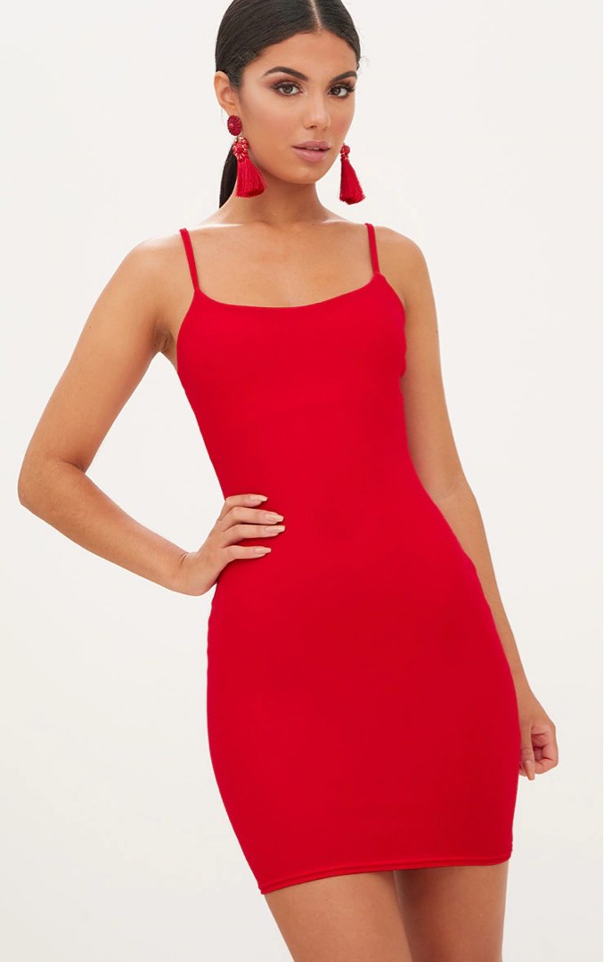 Bright red store bodycon dress