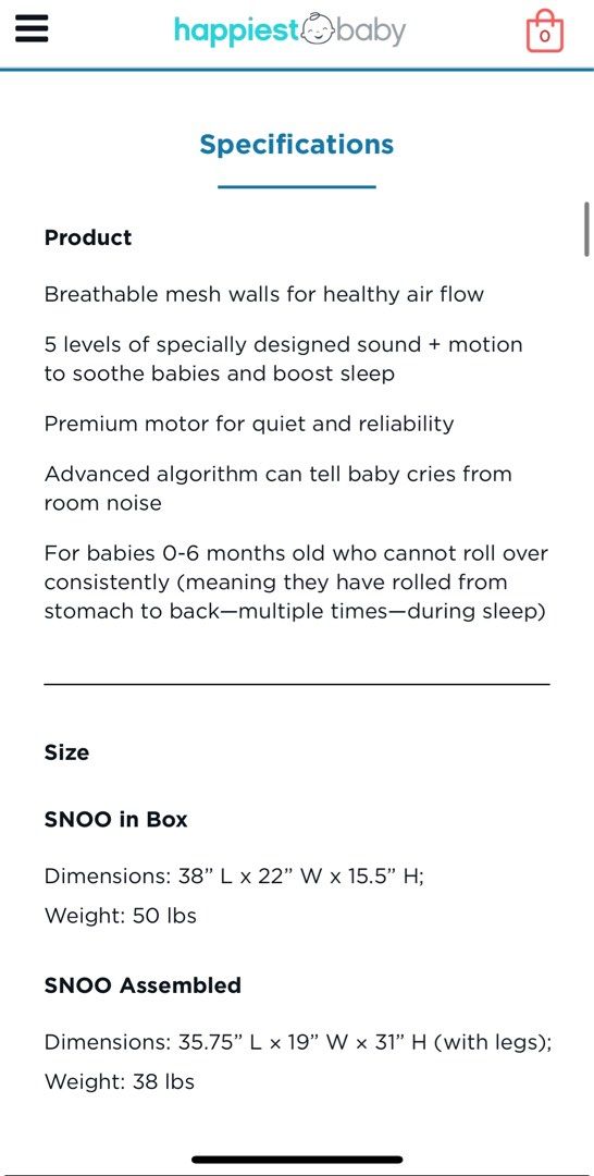Snoo dimensions hot sale
