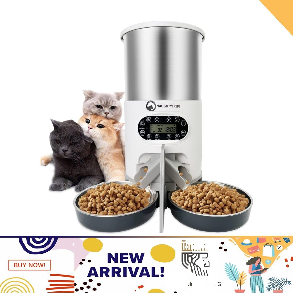 Automatic Cat Feeder NAUGHTYTRIBE Automatic Pet Feeder 4.5L Food