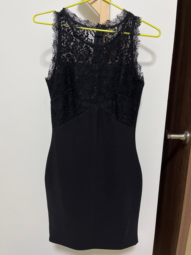 Black lace top bodycon dress sales