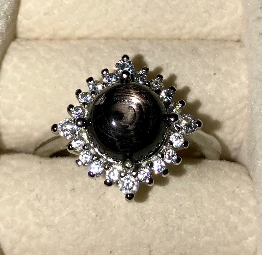 Black obsidian moissanite crystals with gorgeous sheen