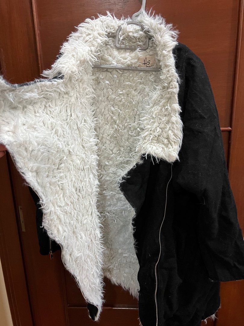 White and black winter coat hotsell