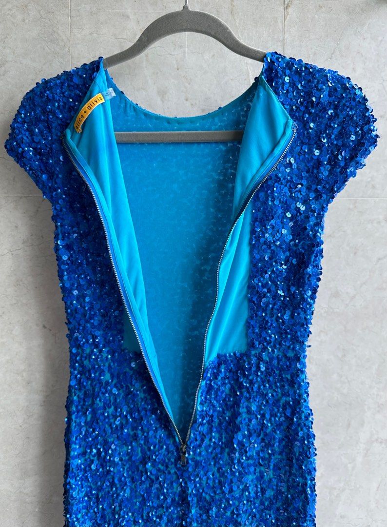 Alice and olivia blue sequin dress store