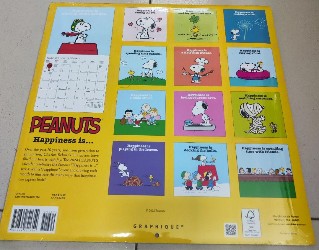 BN (Sealed) Peanuts / Snoopy Wall Calendar 2024, Hobbies & Toys