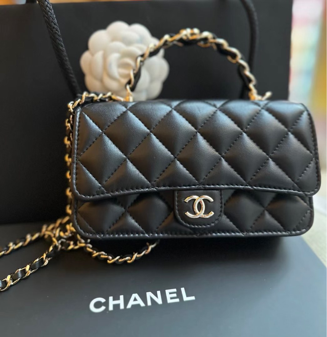 BNIB $5.9k Chanel 23k mini flap cf handle phone bag 23K, Luxury