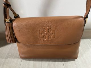 Tory Burch Thea Small Moose Pebbled Leather Slouchy Shoulder Handbag