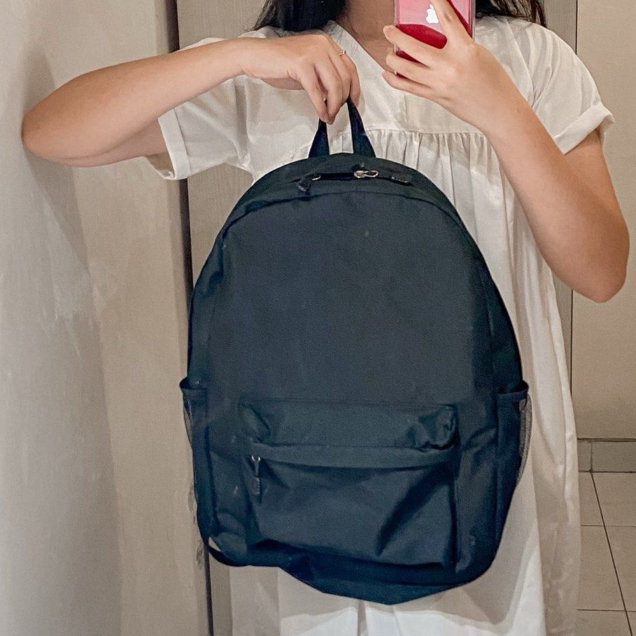 Brand Shein Black Bag Pack for School Tas Ransel Sekolah Kuliah Kerja Murce Waterproof Ada Slip Laptop 14 Inch Was Bought From Shein KL