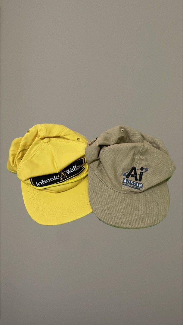 Cap bundle (Category: Caps & Hats) located in Manila. Submitted by cheska_dn (Listing ID 1261338461, Image 1). Description: Never used, just stored (thats why they're gusot sorry huhu) - Johnnie Walker and Austin International (??) - Found these while decluttering my tito's old stuff (the caps might be older than me (born 2000) but i dont know if they're considered vintage hahaha) PM for more photos.