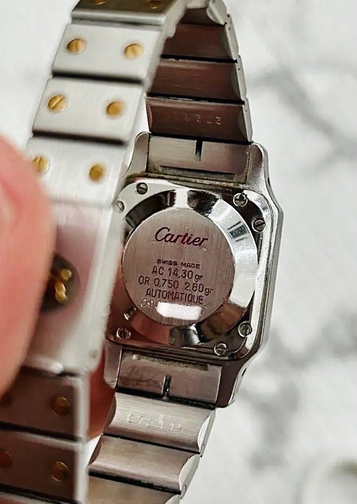 Cartier Santos Automatic (Category: Luxury Watches) located in Manila. Submitted by clicksmileph (Listing ID 1261492477, Image 3). Description: RARE FIND Cartier Santos Carrée Automatic Details: 9/10 Excellent condition Approx 6.5 inches wrist Automatic Movement Ladies Watch, 24mm Case size Sapphire Glass Steel & Gold Guaranteed Authentic 💯 Set with: Original Cartier Box Original Cartier Manual & Cert Cert of authenticity from our shop Meet-up b
