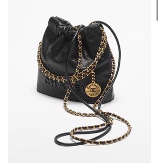 Auth BNIB Chanel 22 Mini Bag Black Hobo Tote Shopping Bag 23S