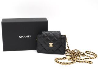 Chanel Mini Square Flap Bag Black Lambskin Light Gold Hardware