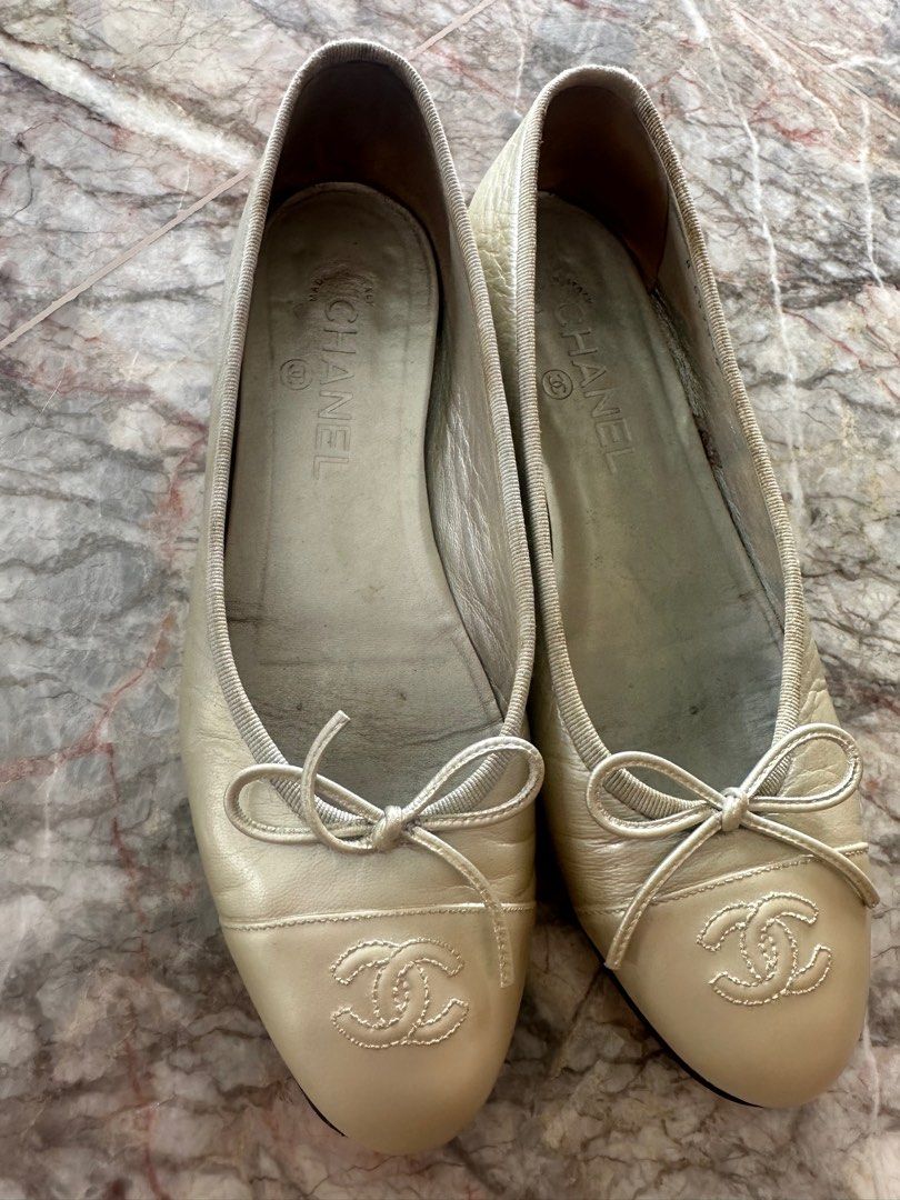 Chanel ballerina flats silver 38 Women s Fashion Footwear Flats