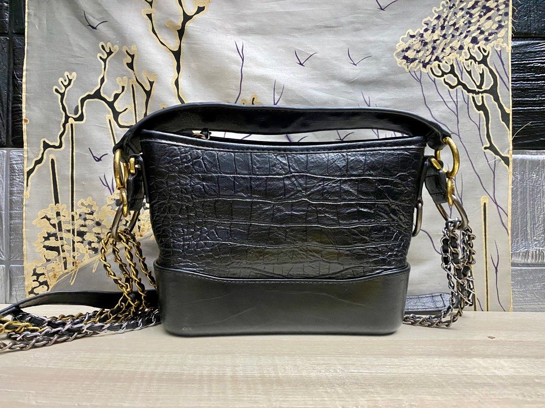 Miu Miu Miu Spirit Croco-Print Leather Bag Black - Pre-owned