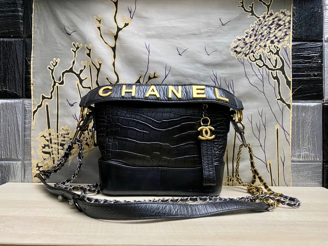Chanel Limited Edition Rare Gabrielle Hobo Crocodile Embossed Bag