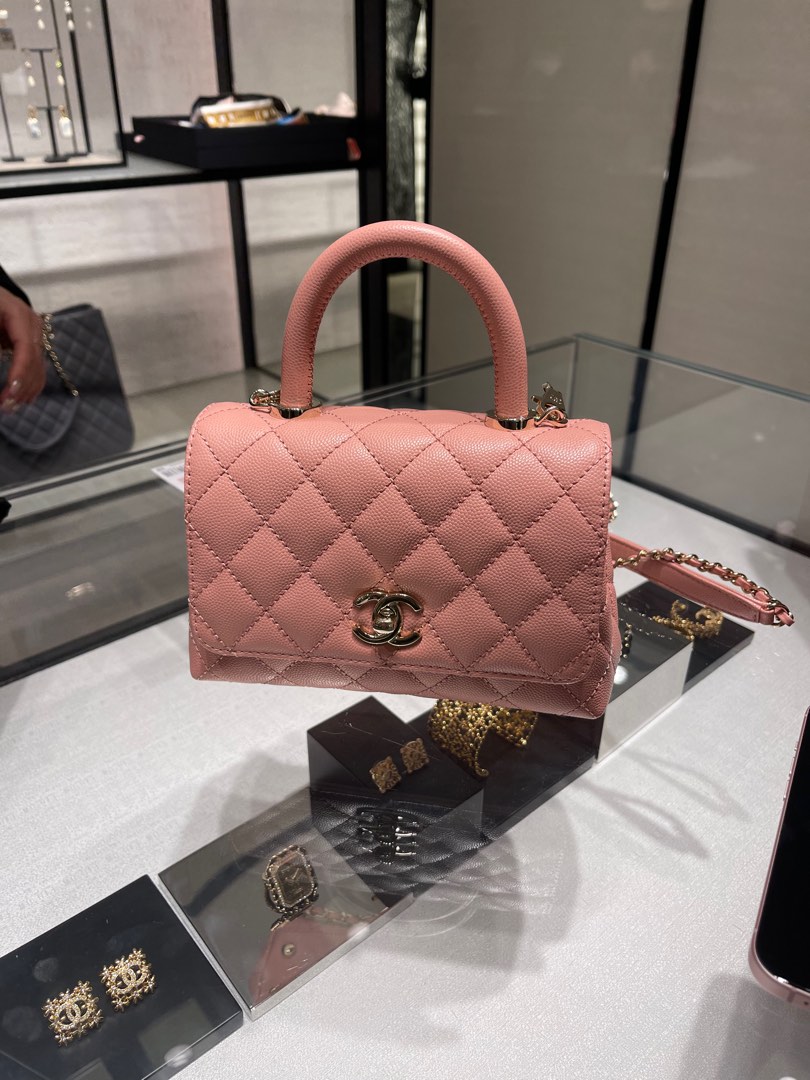 全新Chanel mini coco handle 23k pink, 名牌, 手袋及銀包- Carousell