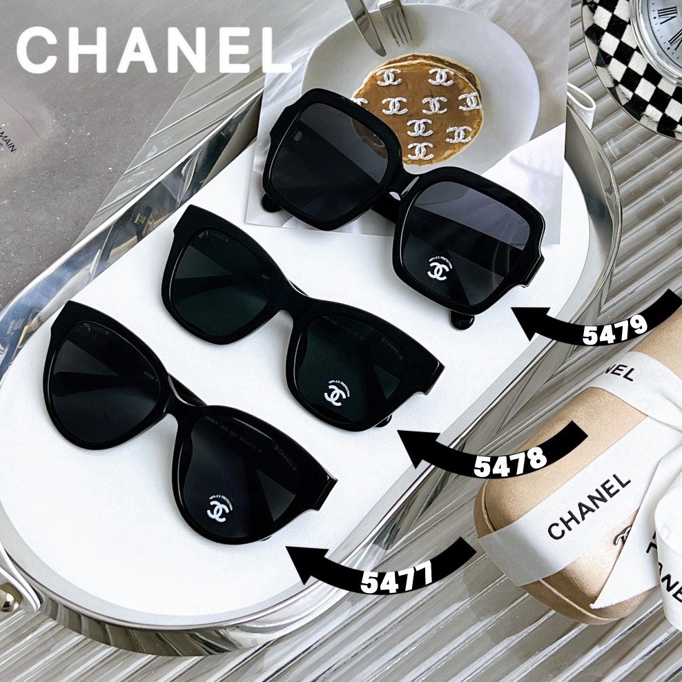 Chanel Black Square Sunglasses Heart CC Logo