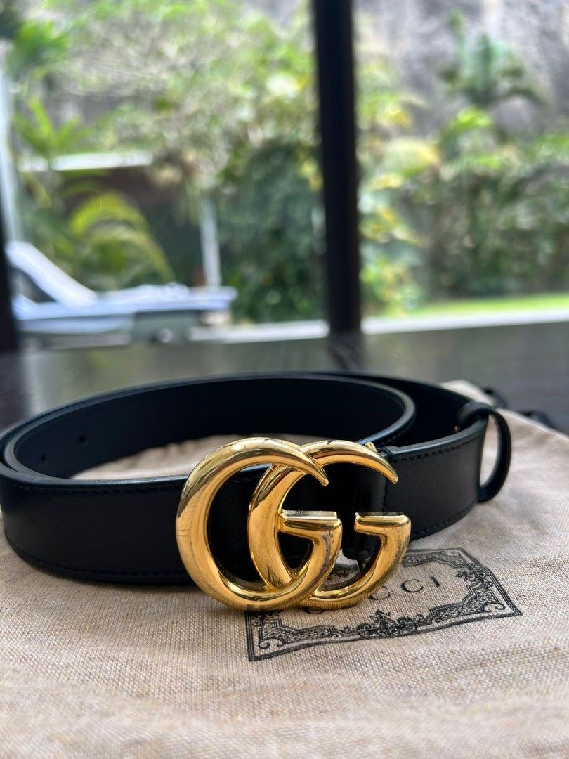 Womens black and gold gucci belt outlet