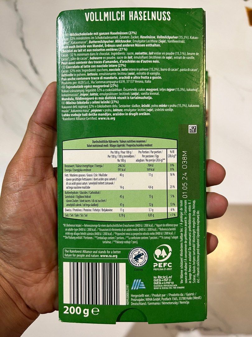 Chocolate Choceur Hazelnut ALDI, Food & Drinks, Local Eats on Carousell