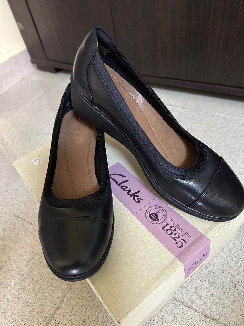 Clarks black Wedges heels Women s Fashion Footwear Heels on