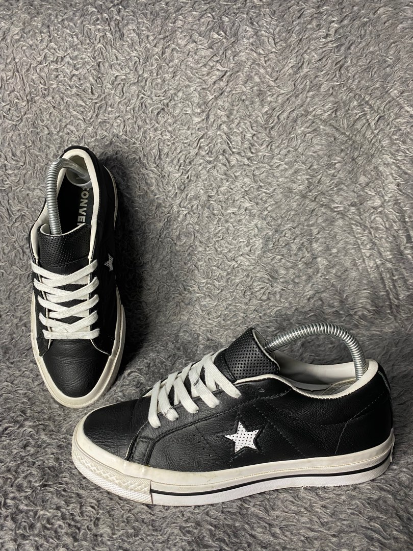 Converse black leather one star new arrivals
