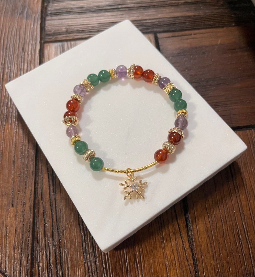 Ariel's Treasure Customised Red Garnet, Emerald Green Agate and