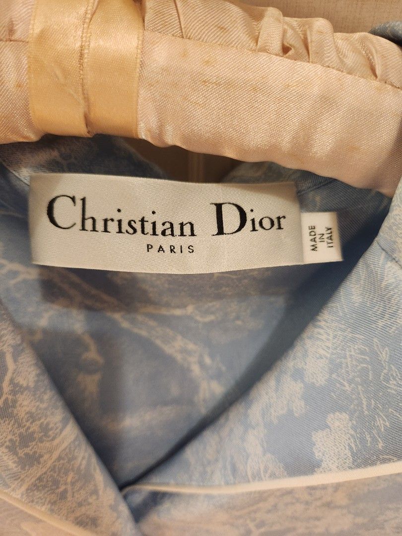Dior - Dior Chez Moi Shirt White and Navy Blue Toile de Jouy Silk Twill - Size 34 - Women