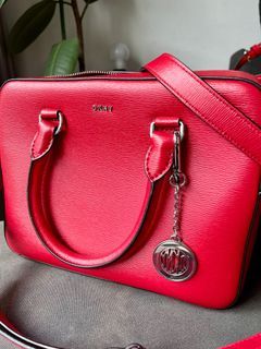 DKNY Burgundy Leather Bryant Park Flap Shoulder Bag Dkny | The Luxury Closet