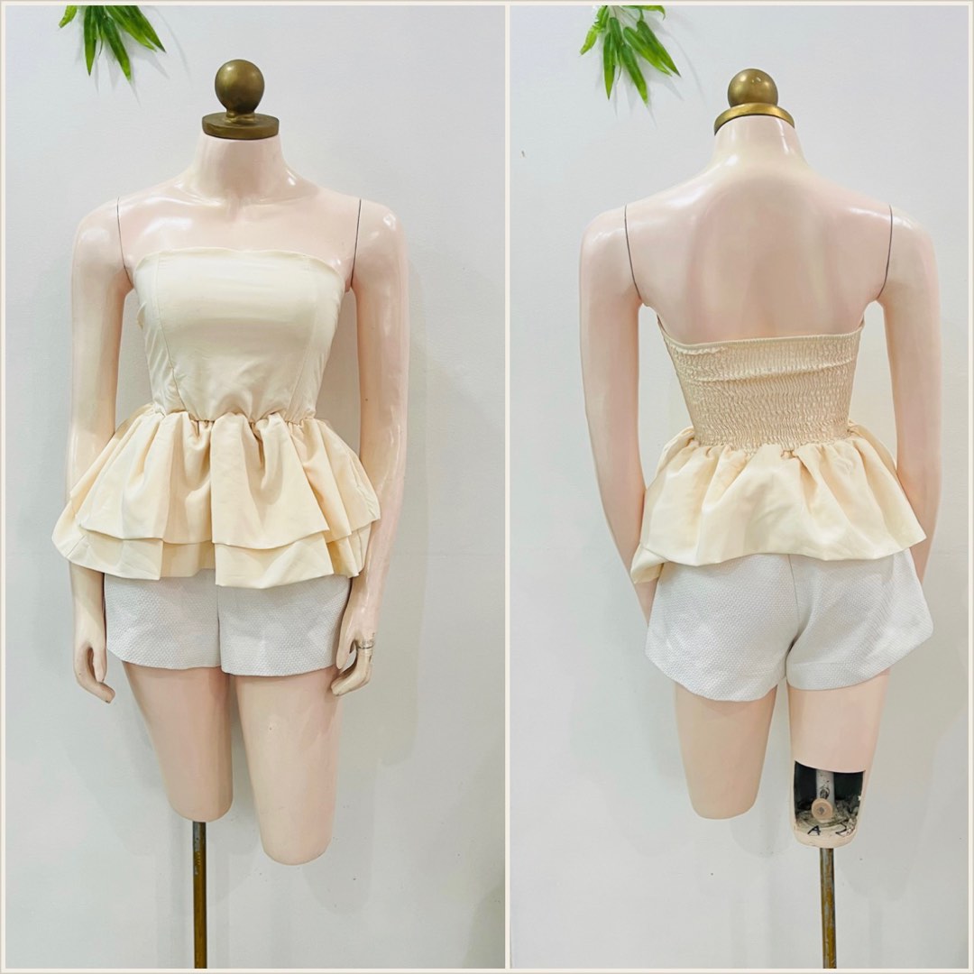 Elegant Peplum Tube Top, Women's Fashion, Tops, Others Tops on Carousell