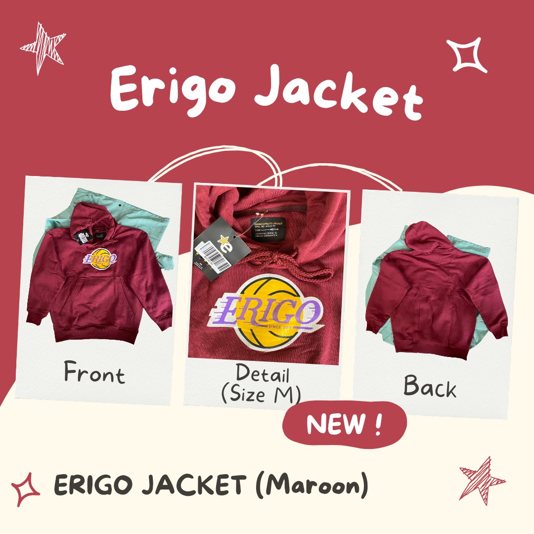 Erigo Jacket ( Maroon ) NEW!, Fesyen Pria, Pakaian , Baju Luaran di ...