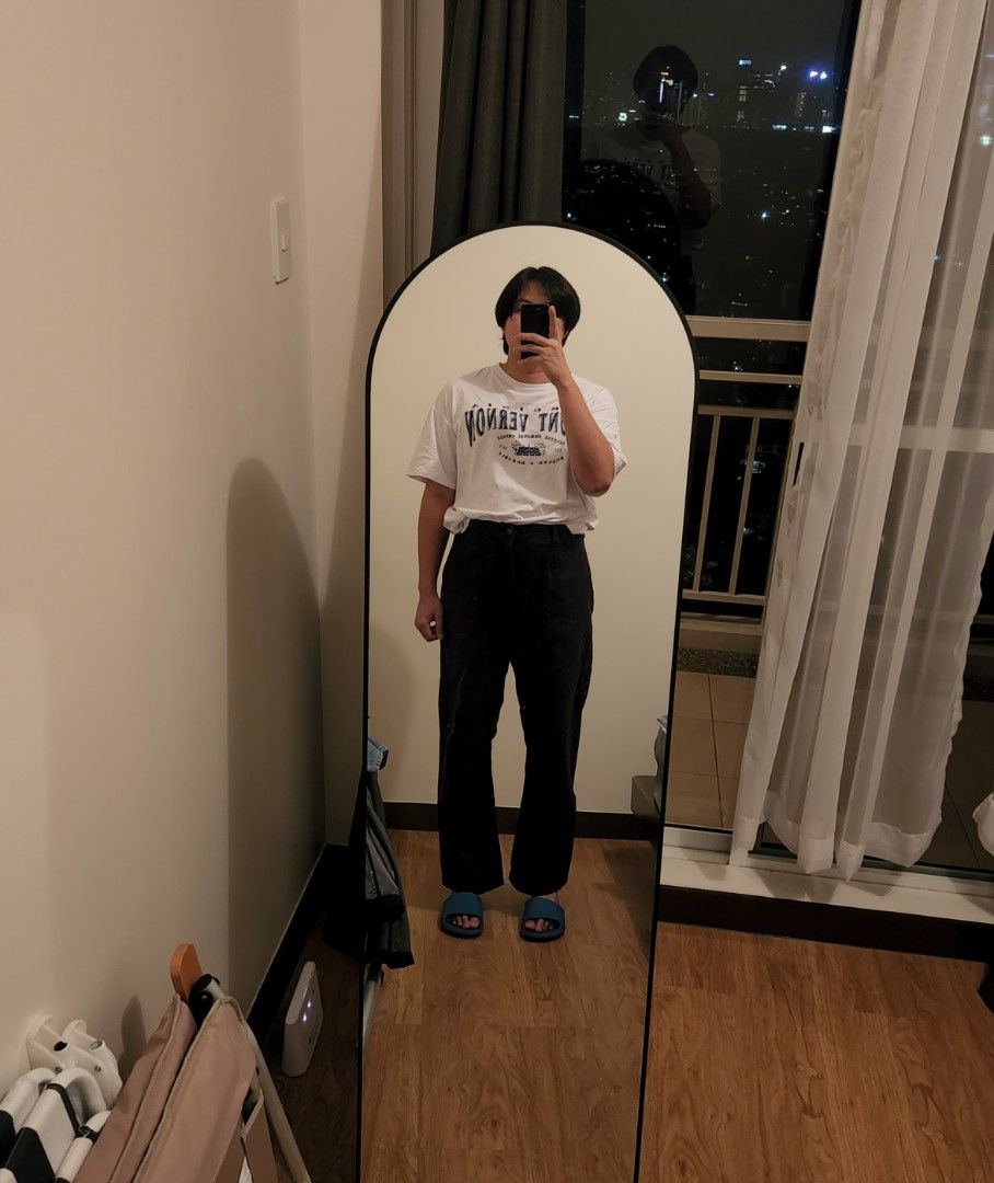Faded Black Nike Baker/Carpenter (Category: Jeans) located in Quezon City. Submitted by themoreofless (Listing ID 1253783373, Image 1). Description: Waist 36 Length 42 Leg opening 10 with adjustable buckle at the back with small hole near leg opening and distressing MBa.