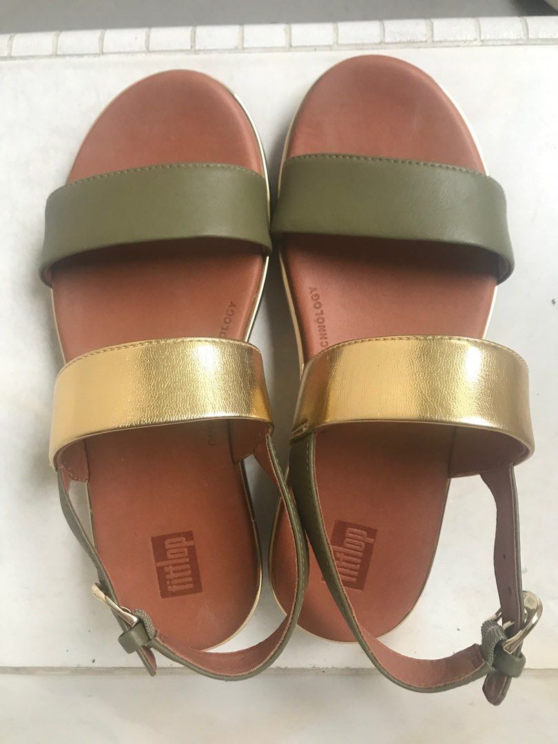 Fitflop green and gold ladies women sandals authentic