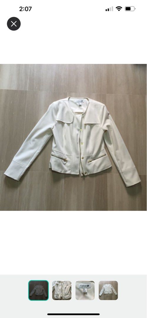 FOREVER 21 Blazer Jacket in Cream White Size M