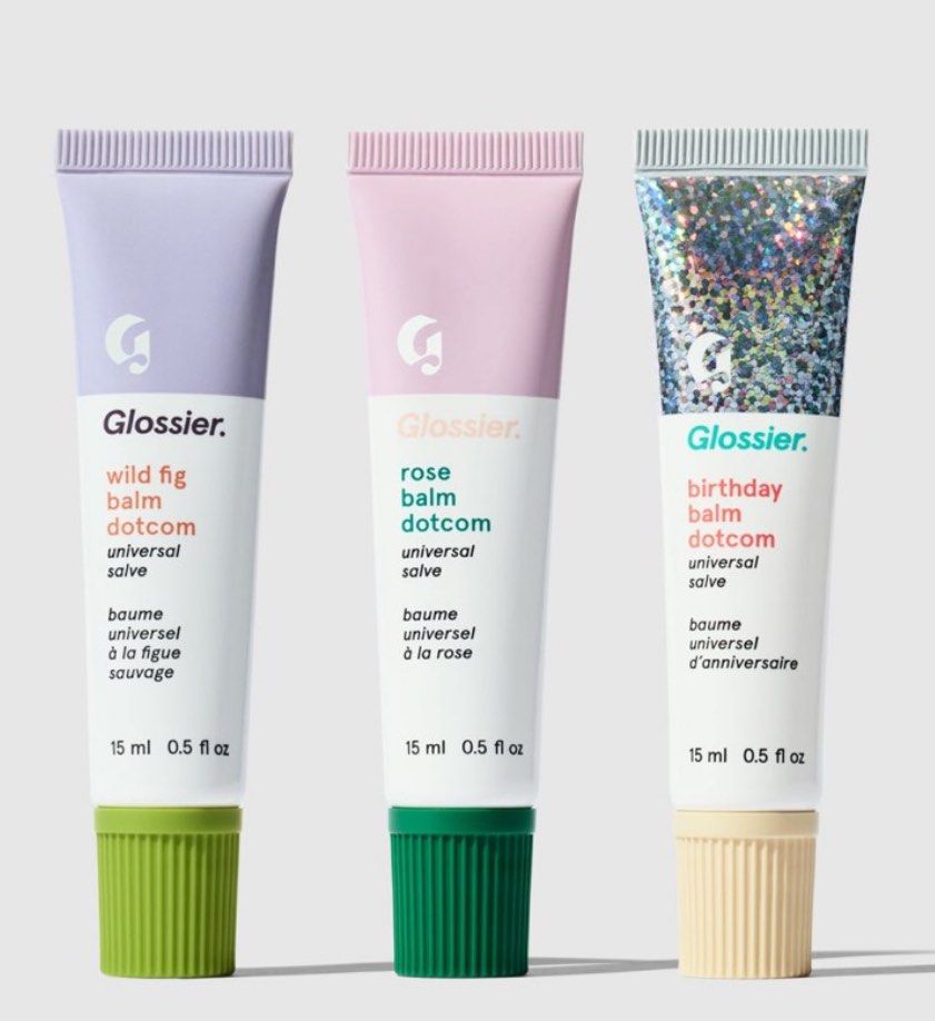 BNIB Glossier balm dot com in birthday balm and wild fig, Beauty