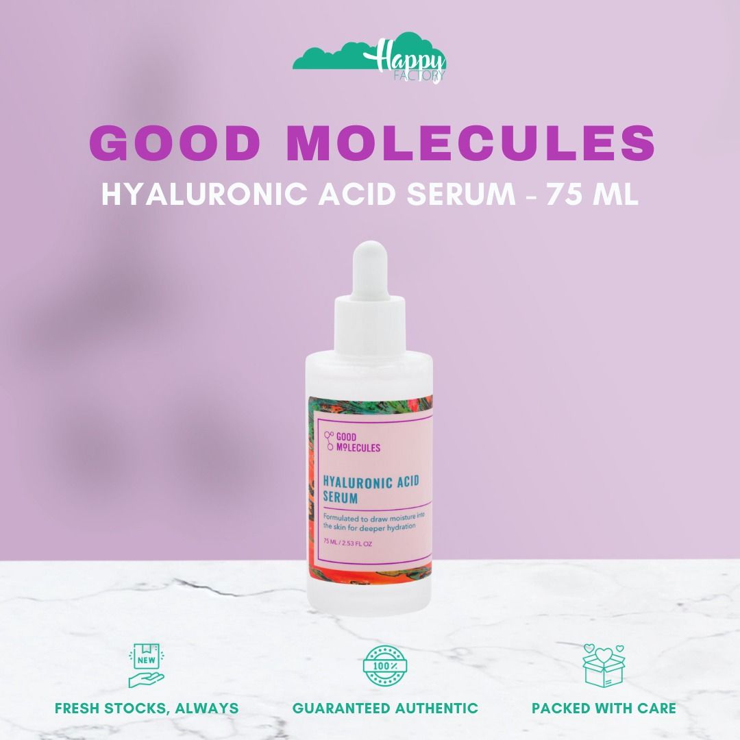 GOOD MOLECULES Hyaluronic Acid Serum (Category: Face Care) located in Quezon City. Submitted by happyfactoryph (Listing ID 1111022296, Image 1). Description: GOOD MOLECULES Hyaluronic Acid Serum 15 ml – P649 (from P750) 75 ml – P1049 (from P1100) ⁣ Product Details: Replenish your skin’s moisture content with Hyaluronic Acid Serum from Good Molecules. Formulated with hyaluronic acid, this water-light serum draws moisture to the skin for long-lasti