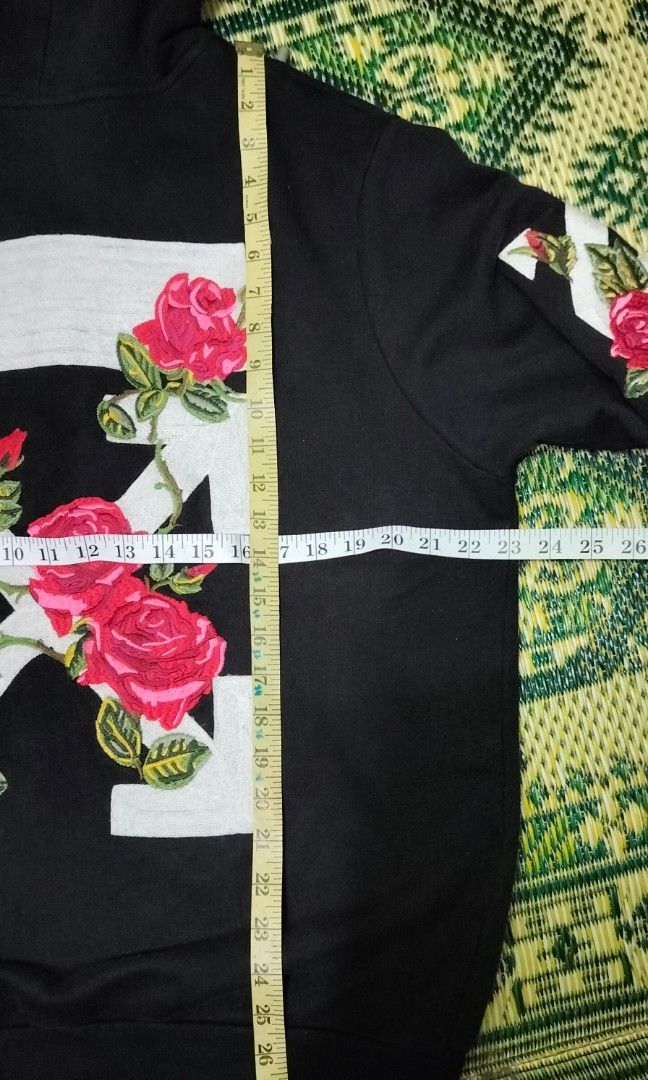 Off white discount rose embroidered hoodie