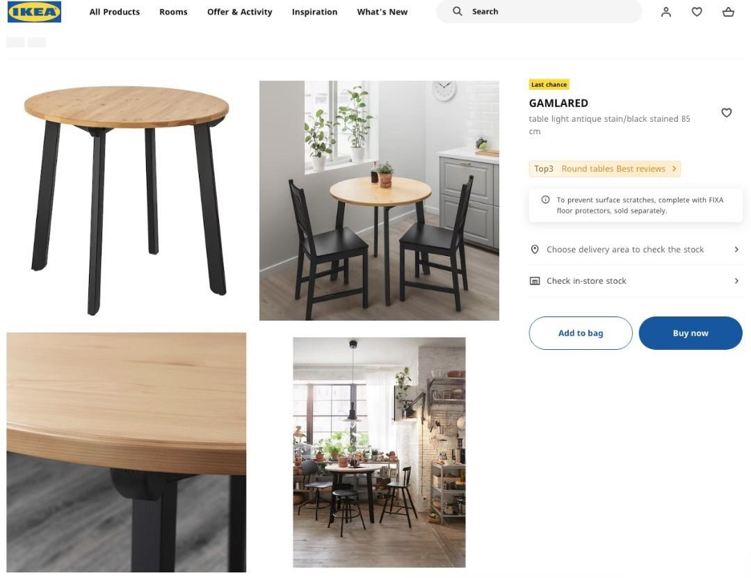 IKEA Gamlared Round Table, Furniture & Home Living, Furniture, Tables