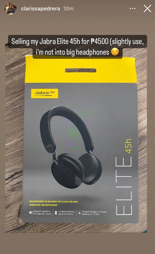 Jabra Elite 45H (Category: Headphones & Headsets) located in Pateros City. Submitted by didi085 (Listing ID 1261392700, Image 1). Description: .