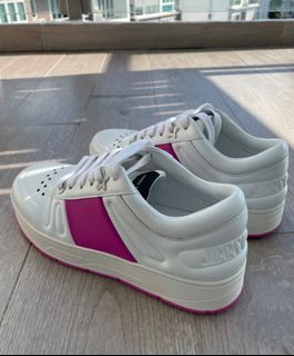 JIMMY CHOO - Add a wink of pink with the DIAMOND LIGHT sneakers in metallic  fuchsia leather #JimmyChoo Discover more at