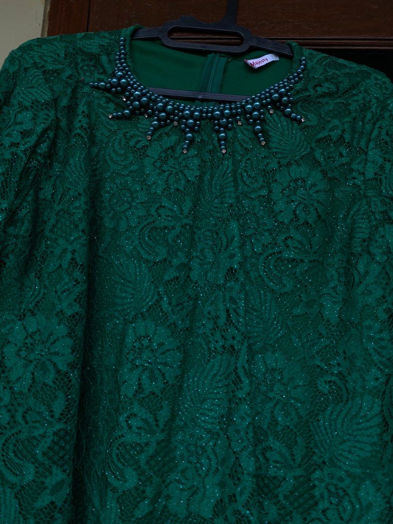 Kebaya Hijau Botol, Fesyen Wanita, Pakaian Wanita, Atasan di Carousell